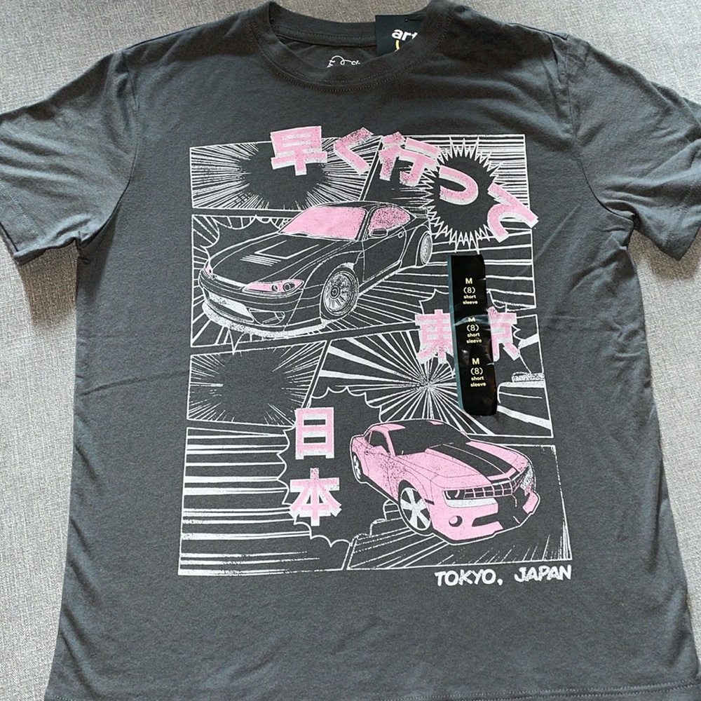 Art Class Gray and Pink Tokyo, Japan Car Short Sleeve Shirt